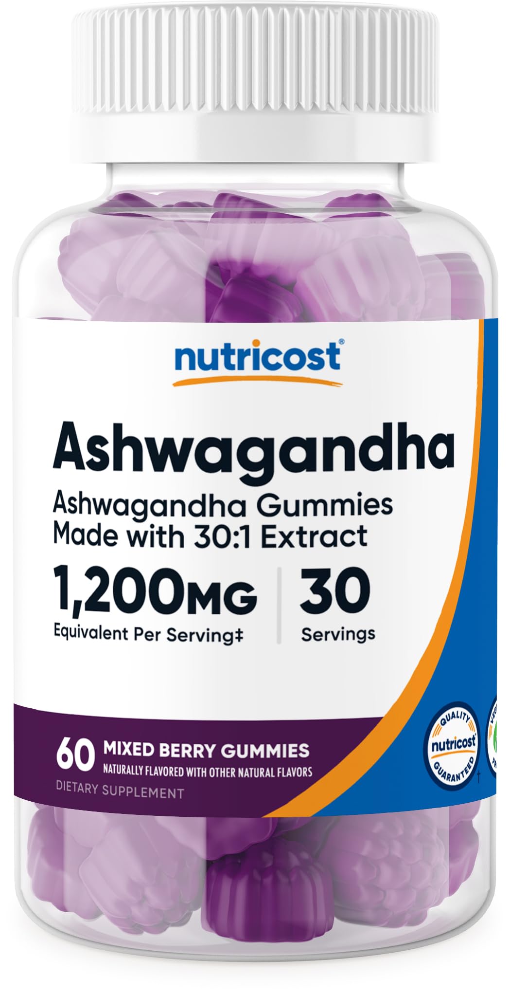 Nutricost Ashwagandha Gummies 1200mg Mixed Berry label