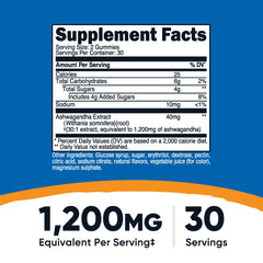 Bottle of 60 Ashwagandha Gummies showing 30 servings
