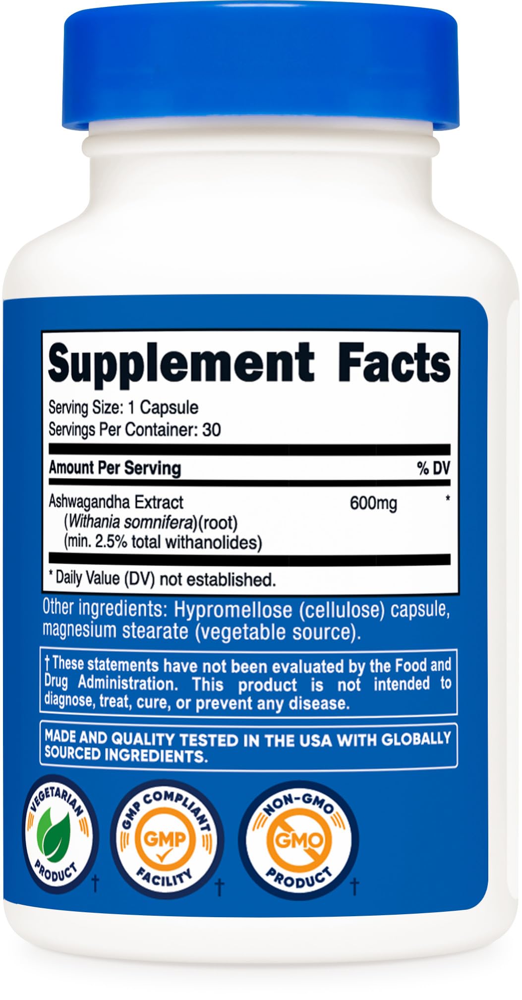 Nutricost Ashwagandha third-party testing certificate
