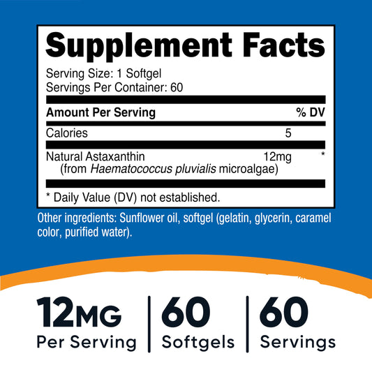 Close-up of Nutricost Astaxanthin 12mg softgels