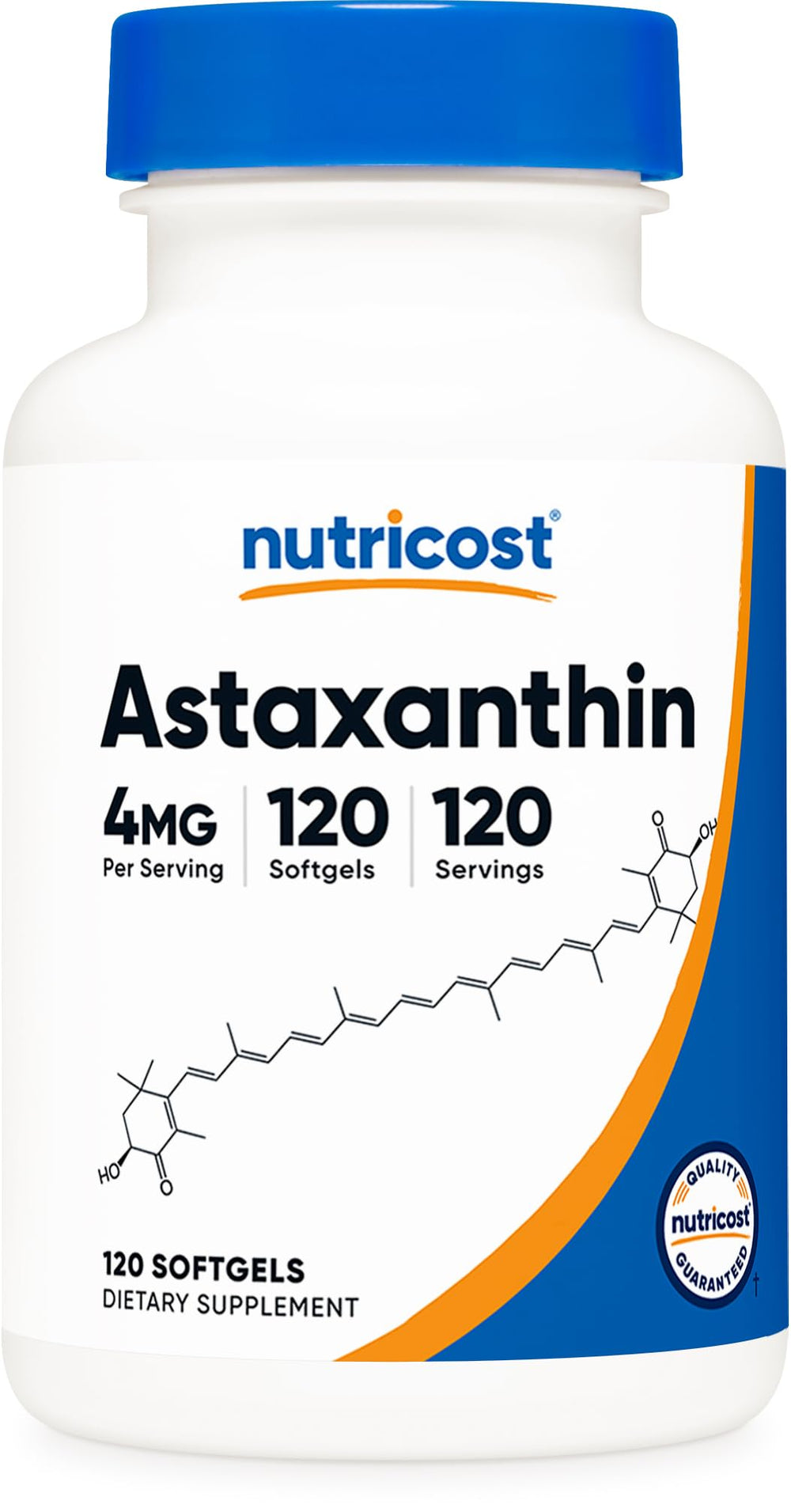 Nutricost Astaxanthin 4mg bottle with 120 softgels