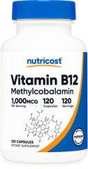 Nutricost Vitamin B12 1000mcg Methylcobalamin bottle with 120 capsules