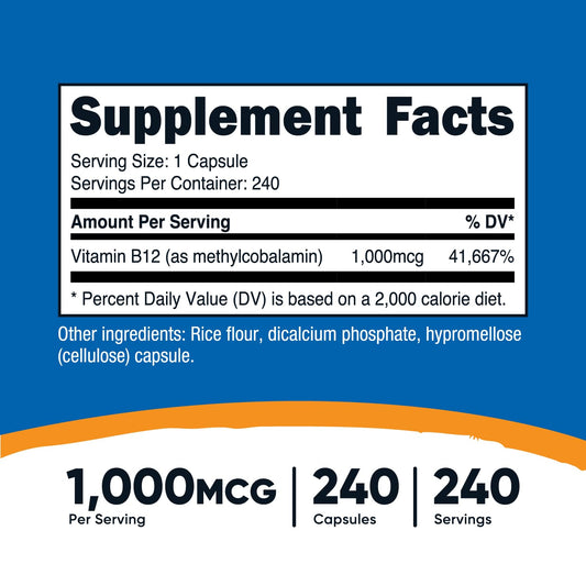 Side view of Nutricost B12 bottle in pack of 2