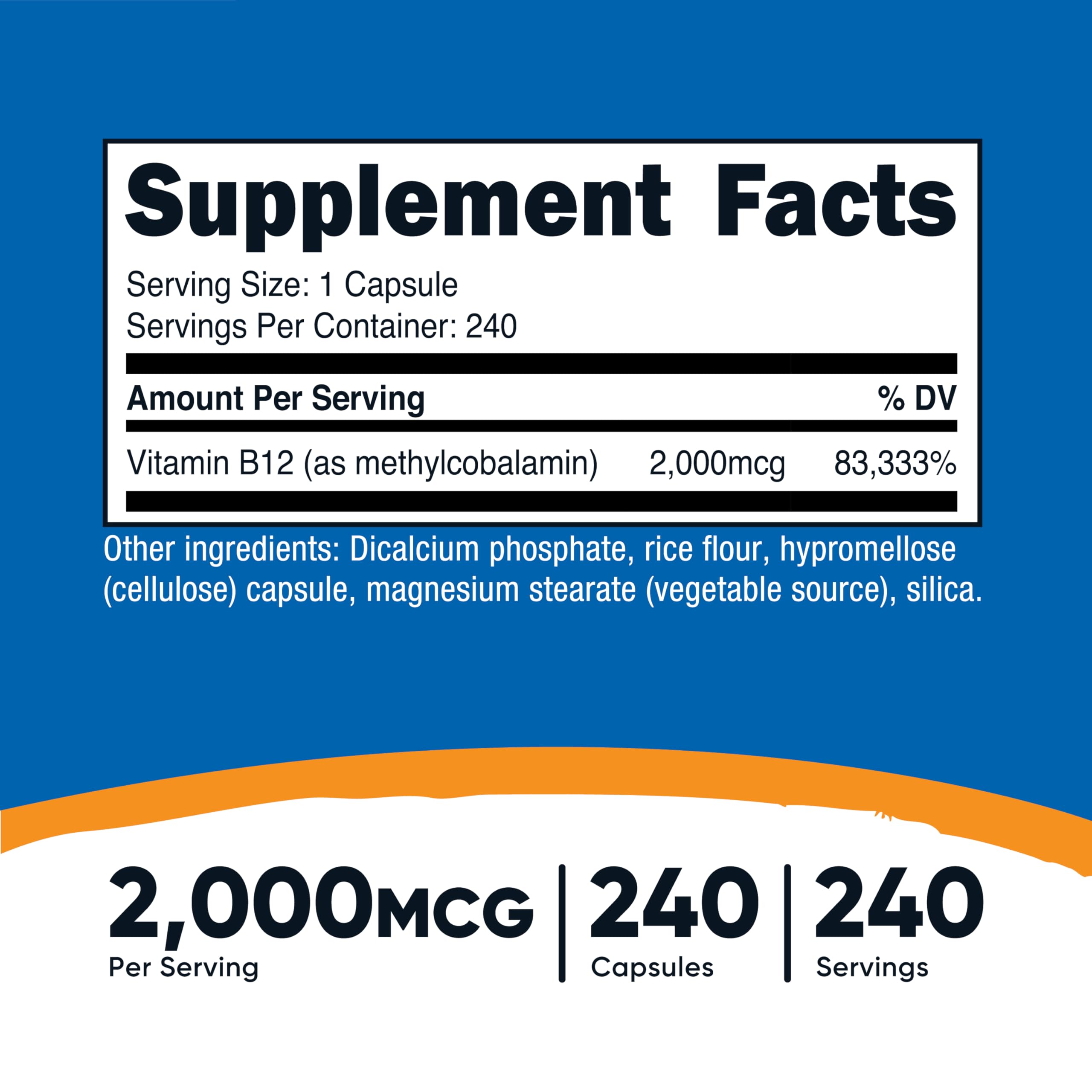 Bottle of Nutricost Vitamin B12 2000mcg methylcobalamin