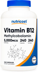 Nutricost Vitamin B12 5000mcg methylcobalamin bottle label