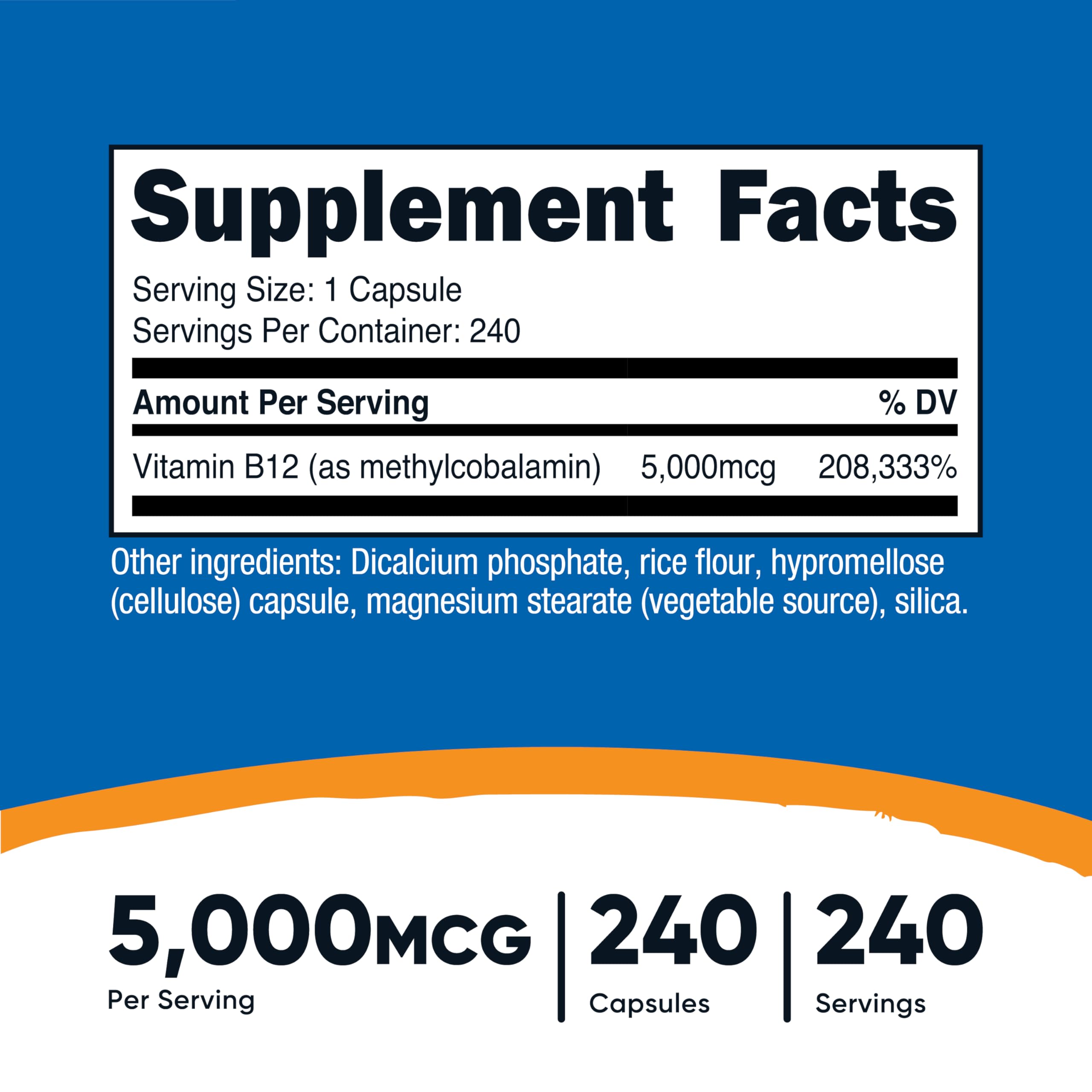 Close-up of Nutricost B12 5000mcg capsules