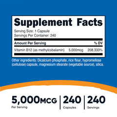 Close-up of Nutricost B12 5000mcg capsules