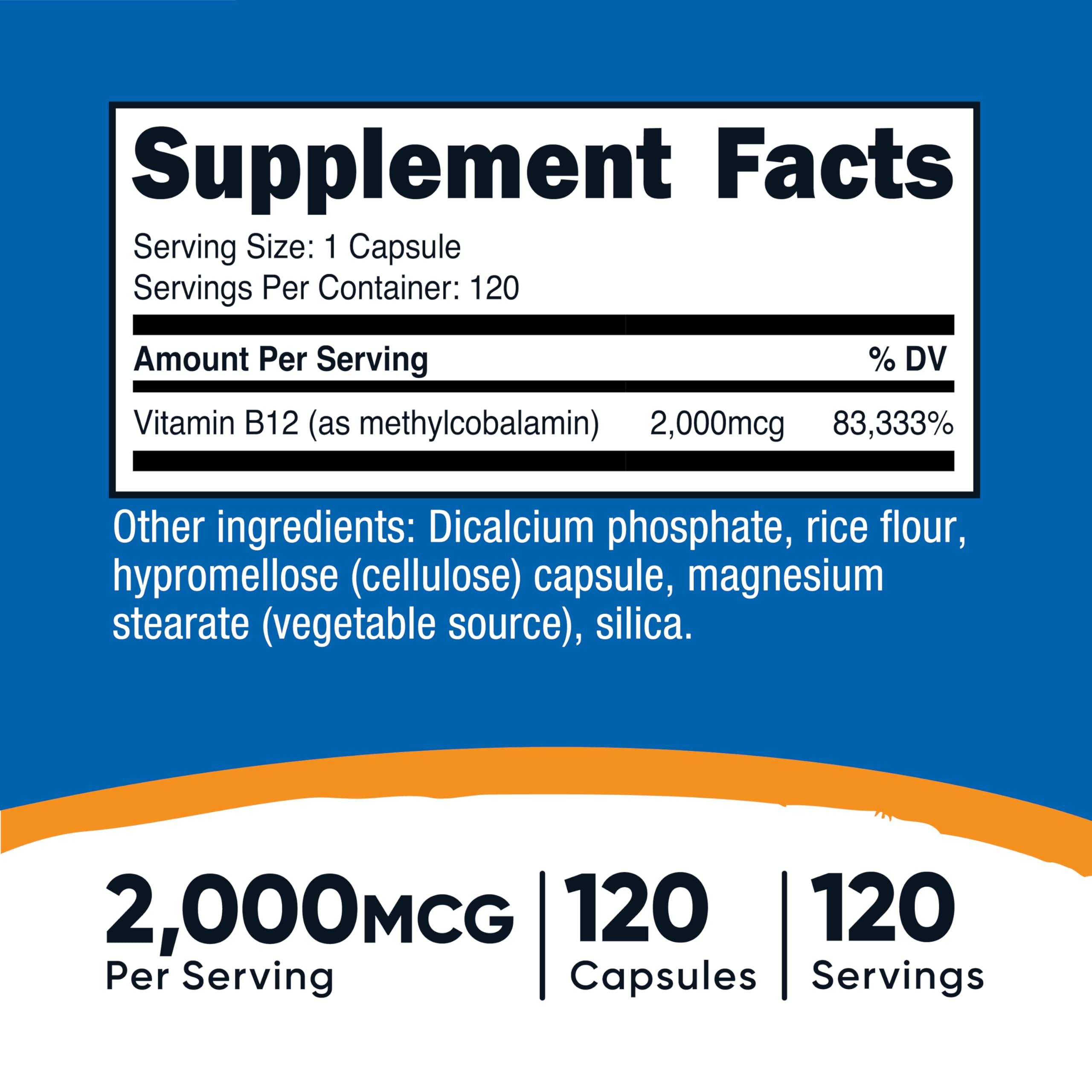 Close-up of Vitamin B12 methylcobalamin capsule showing 2000mcg