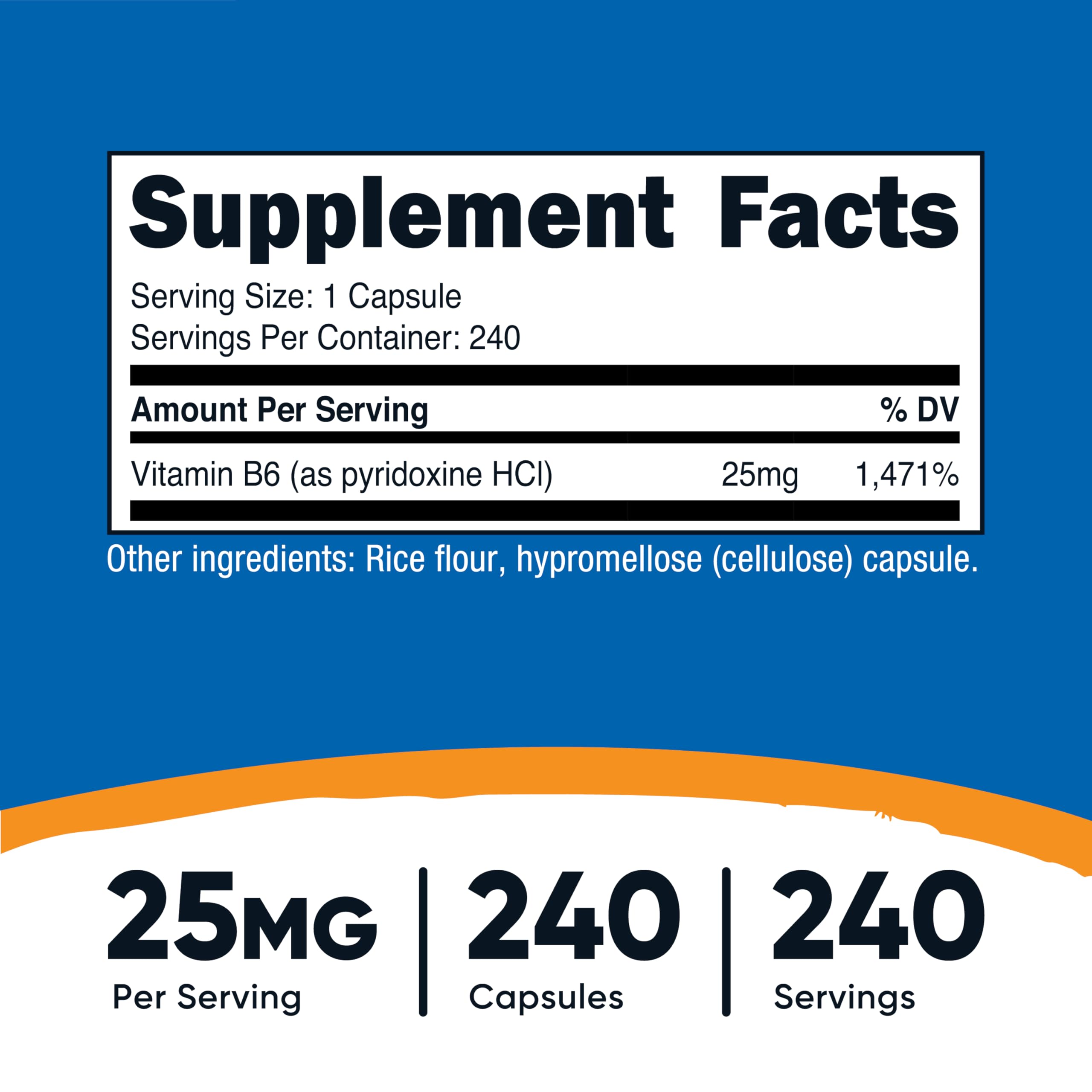 Close-up of Nutricost B6 capsules