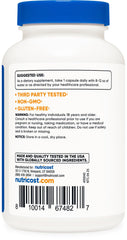 Nutrition facts and ingredients for Nutricost B6 25mg