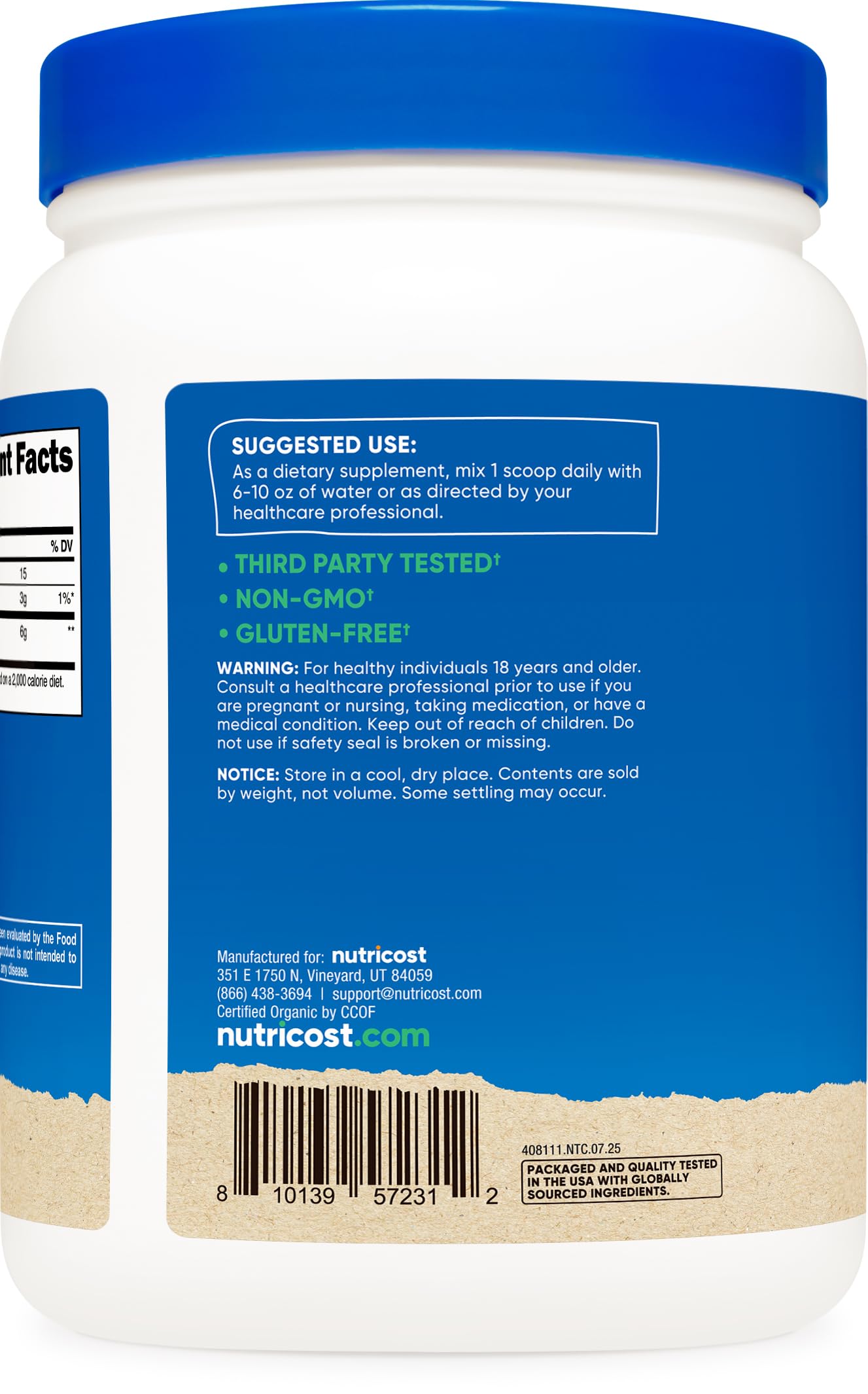 Packaging image of Nutricost Baobab Powder 1lb container
