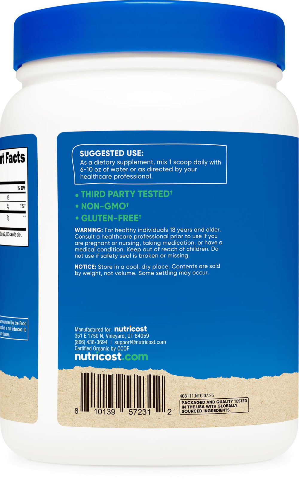 Packaging image of Nutricost Baobab Powder 1lb container