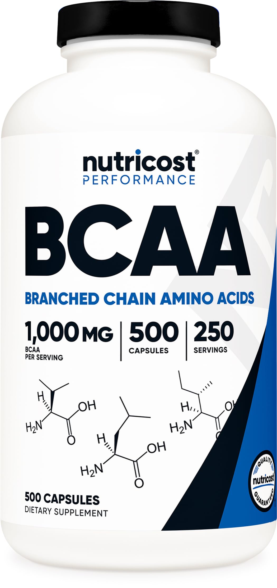 Nutricost BCAA 1000mg bottle with 500 capsules
