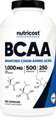 Nutricost BCAA 1000mg bottle with 500 capsules