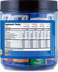 Product container with nutrition label and 20-stickpack packaging