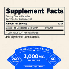 Front view of Nutricost beef liver capsules bottle