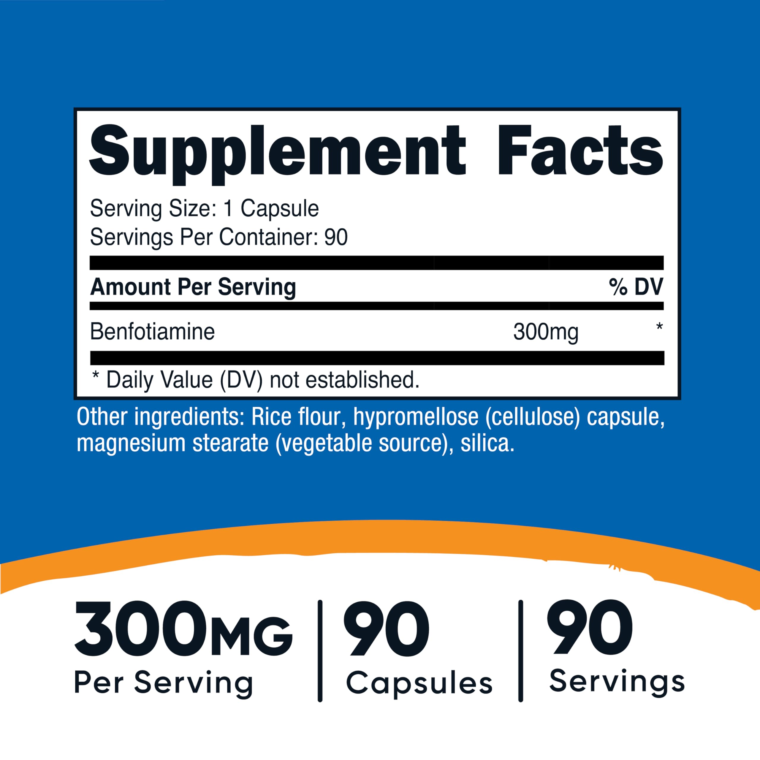 Back view of Nutricost Benfotiamine 300mg capsule bottle