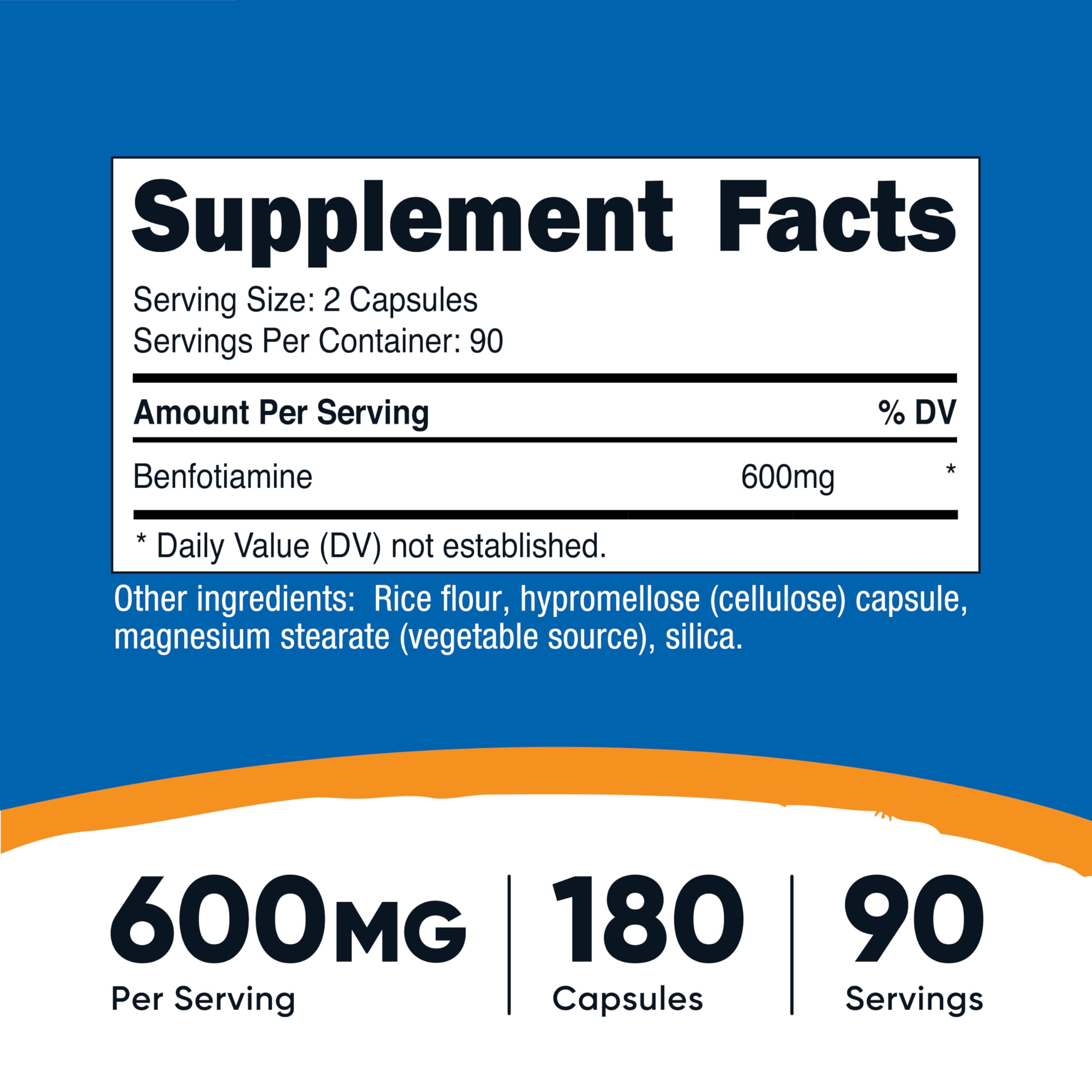 Close-up of Nutricost Benfotiamine bottle label