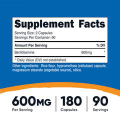 Close-up of Nutricost Benfotiamine bottle label