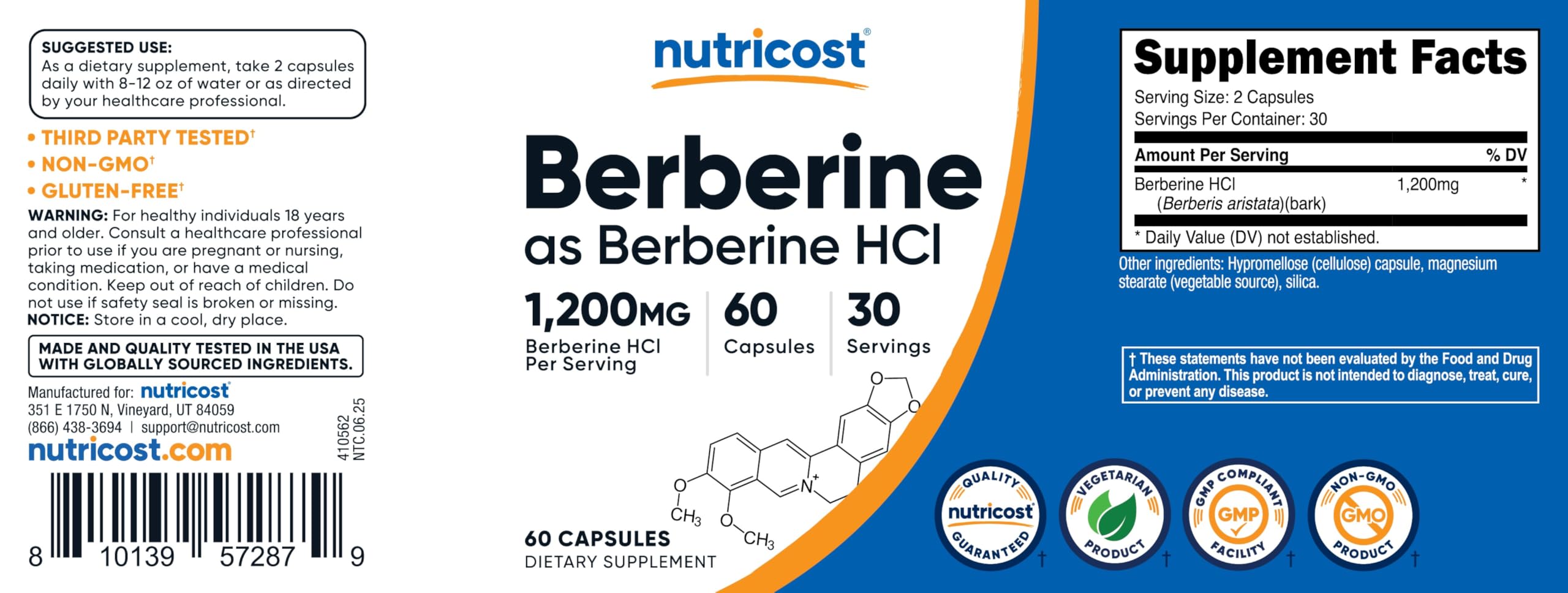 Lifestyle shot of Nutricost Berberine bottle on countertop