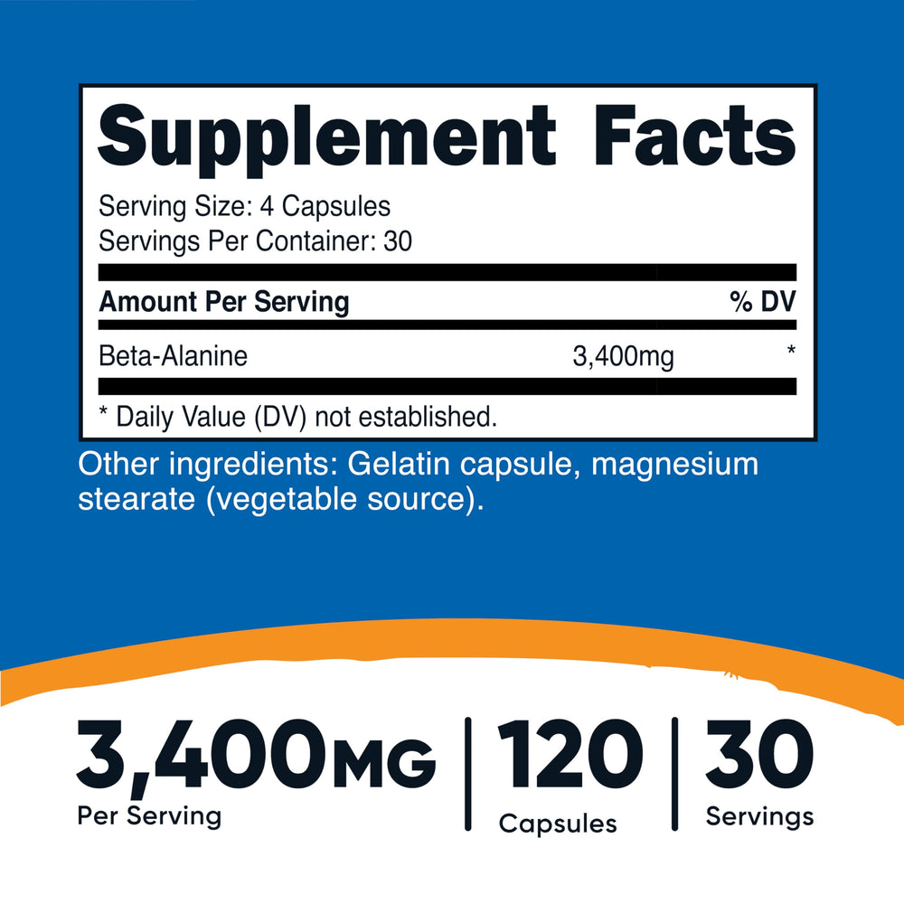 Nutricost Beta-Alanine bottle - back label with information