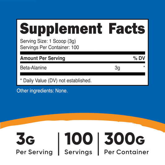 Beta-Alanine powder scoop with Nutricost label - serving included