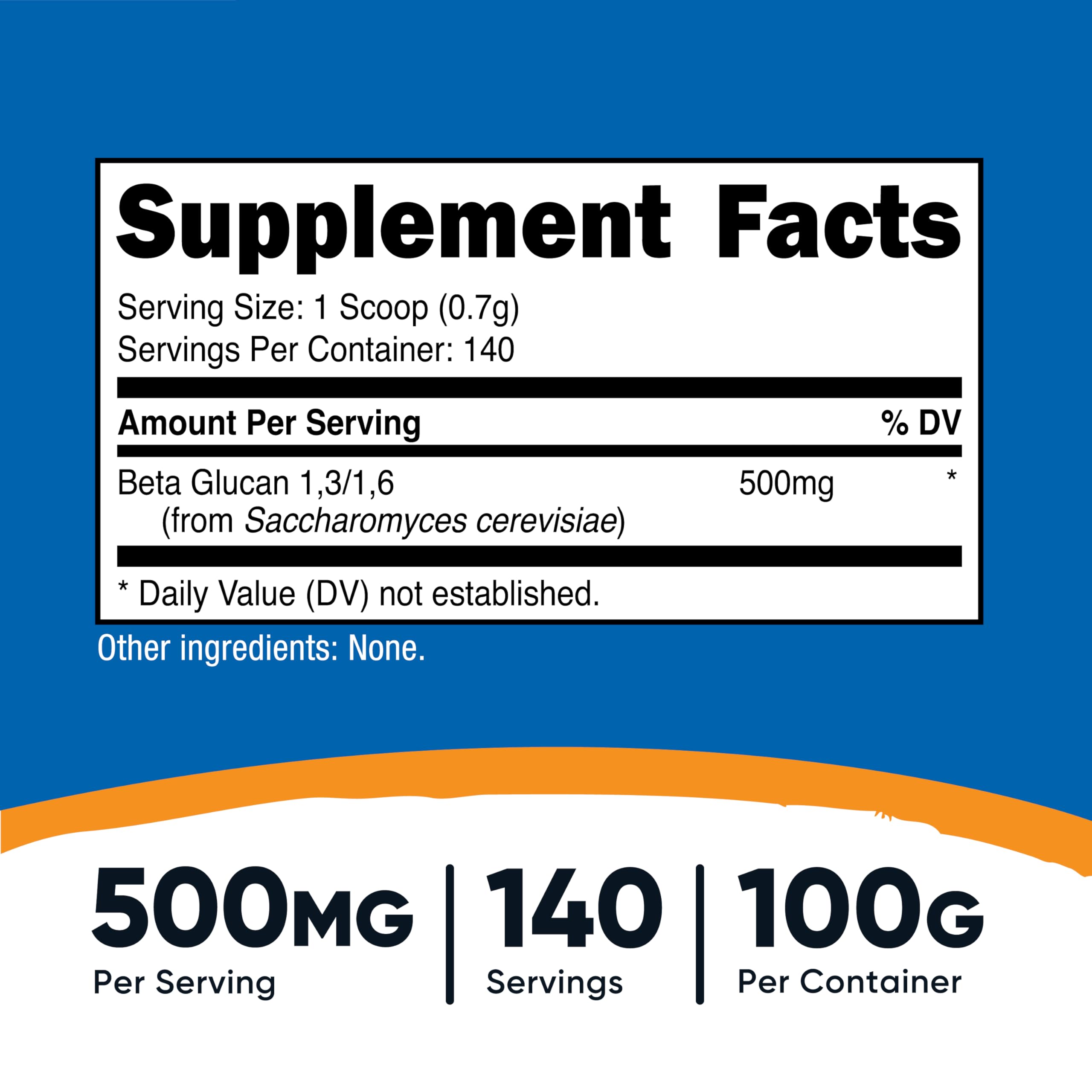 Nutricost Beta Glucan Powder 100g label