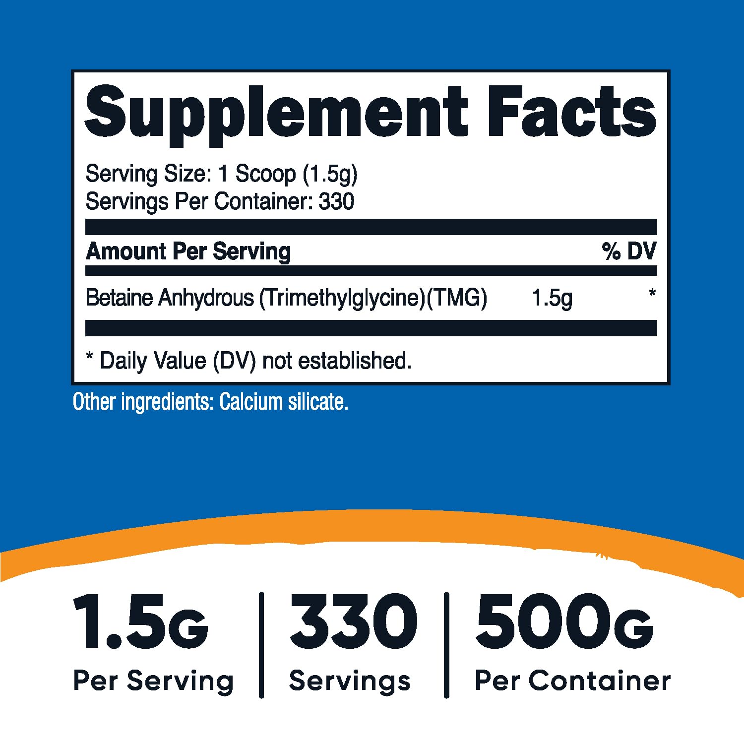 Betaine Anhydrous (TMG) ingredient label