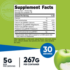 Front label showing 30 servings and 5g BHB per serving