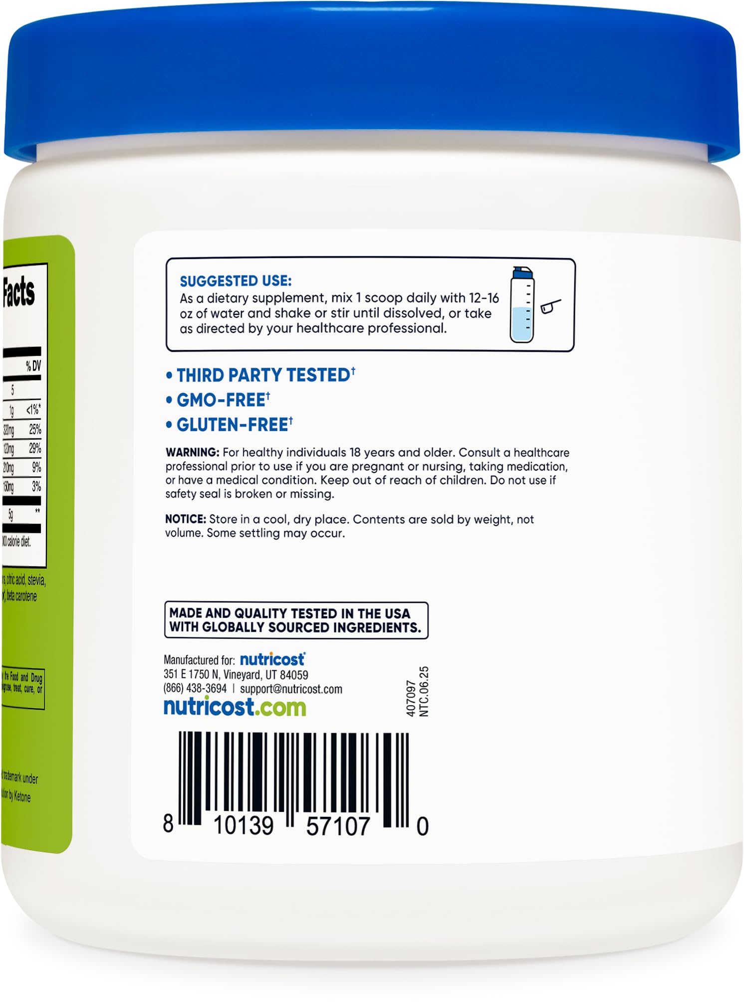 Nutricost scoop on scale showing 5g BHB per serving accuracy benefit