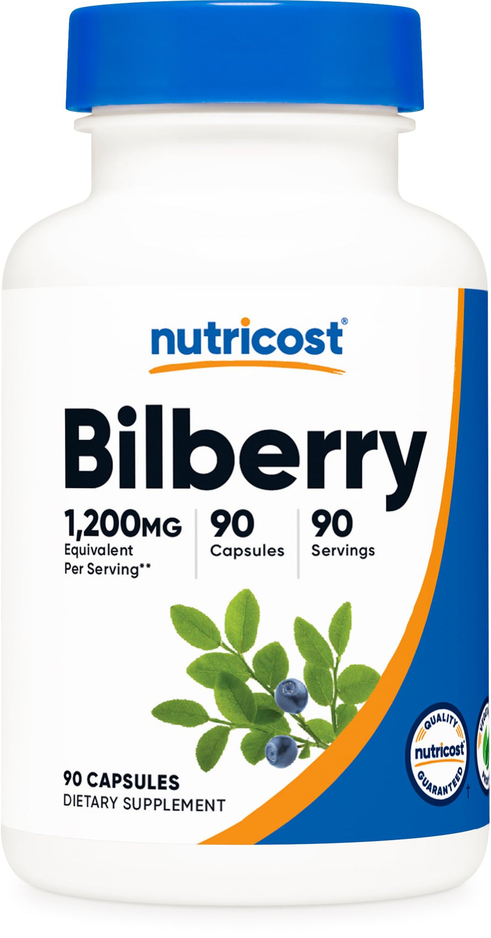 Nutricost Bilberry Capsules 1200mg equivalent front view