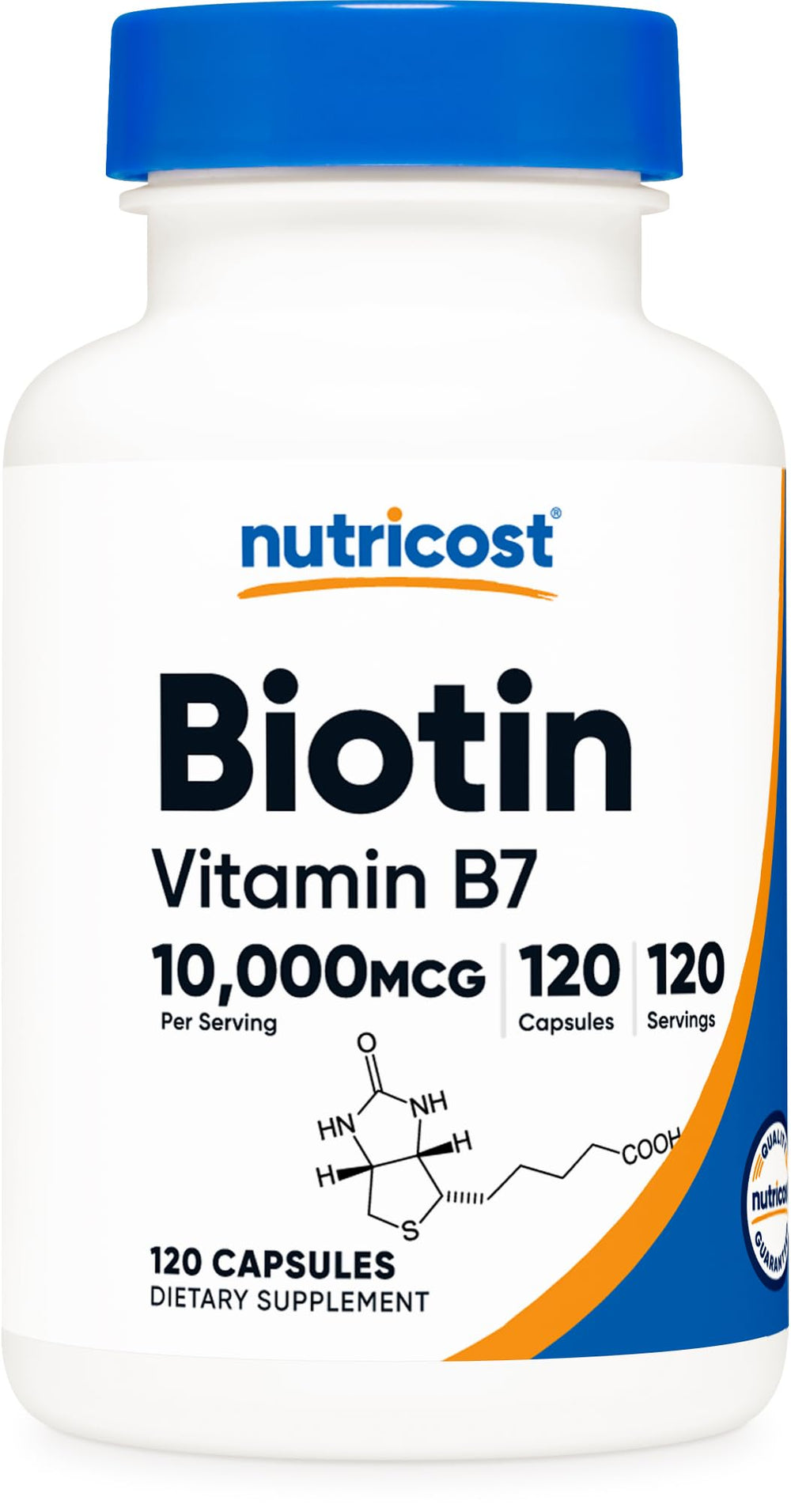 Nutricost Biotin 10,000 mcg bottle label