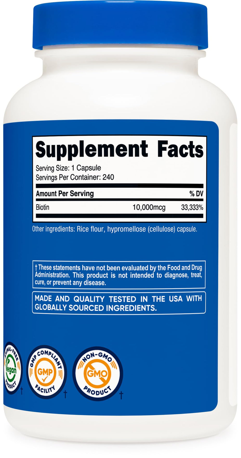 Non-GMO, third-party tested Biotin supplement