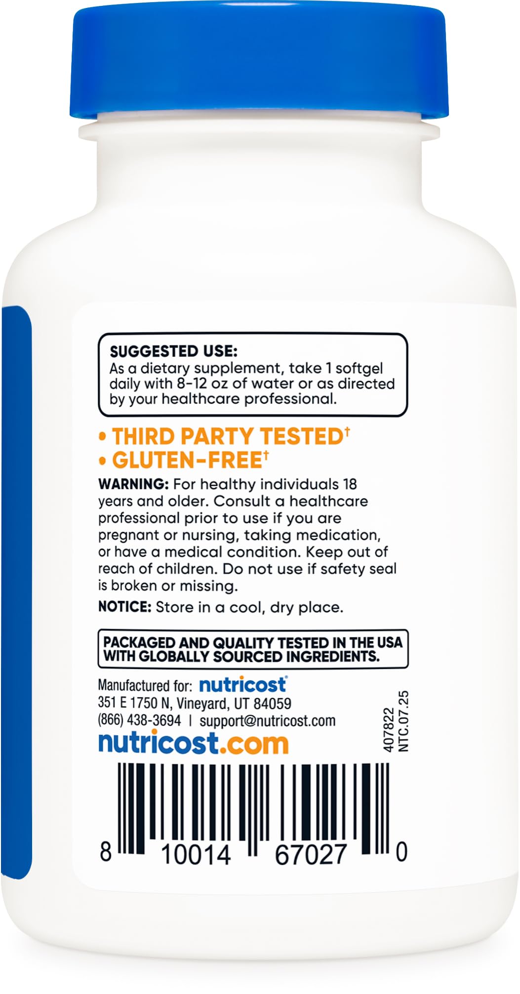 Label highlighting gluten free and non-GMO ingredients