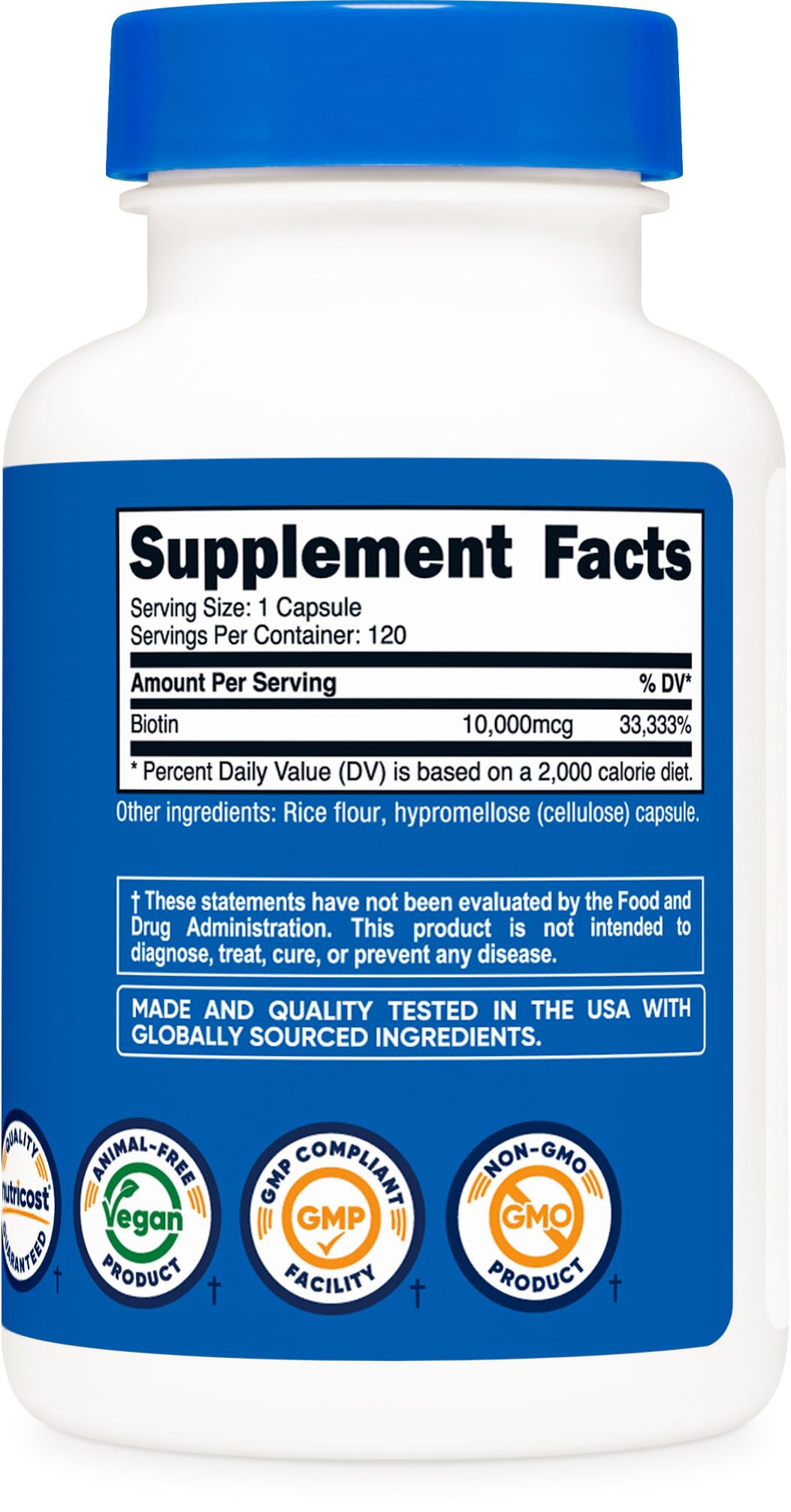 Facility label indicating NSF Certified, GMP compliant, FDA registered