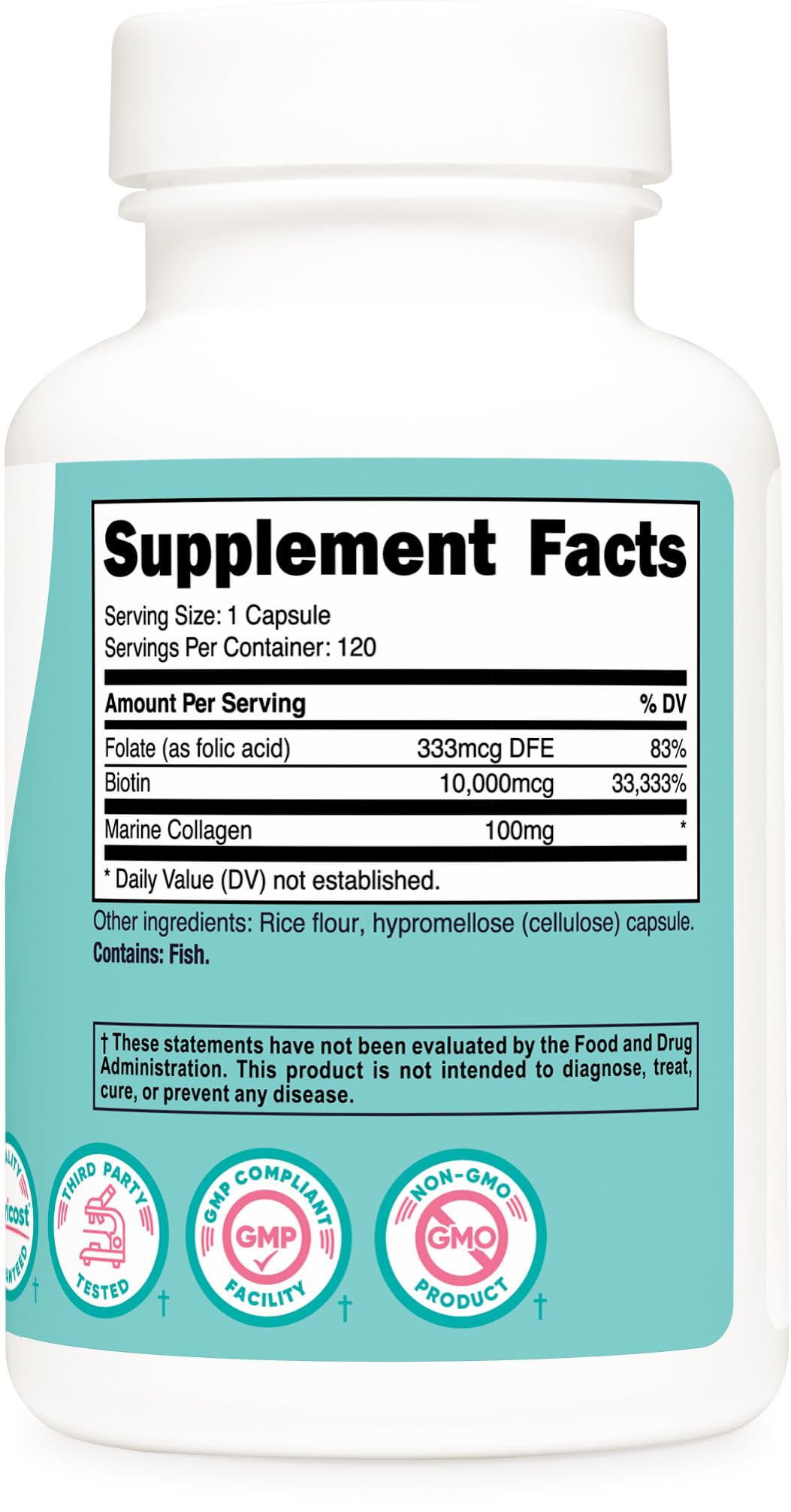Illustration showing 100mg marine collagen per capsule