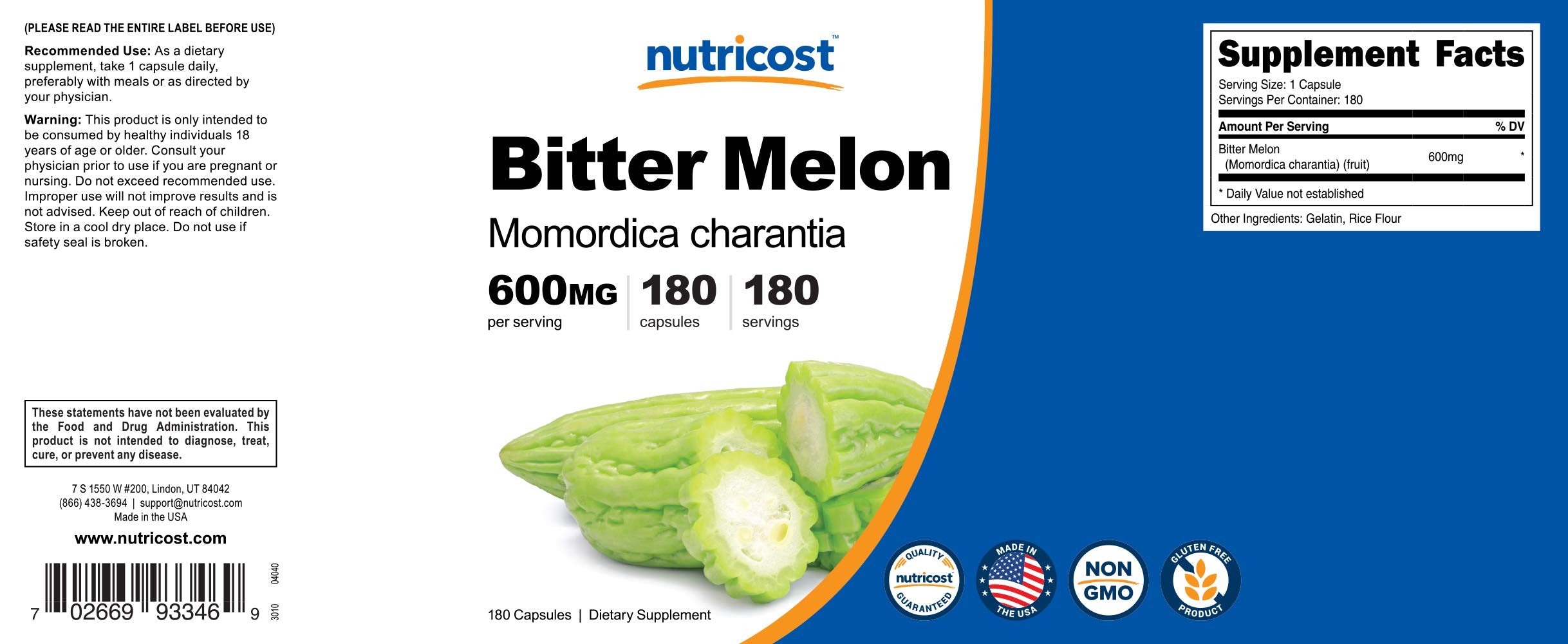 Non-GMO, Gluten Free, third-party tested labeling on bottle