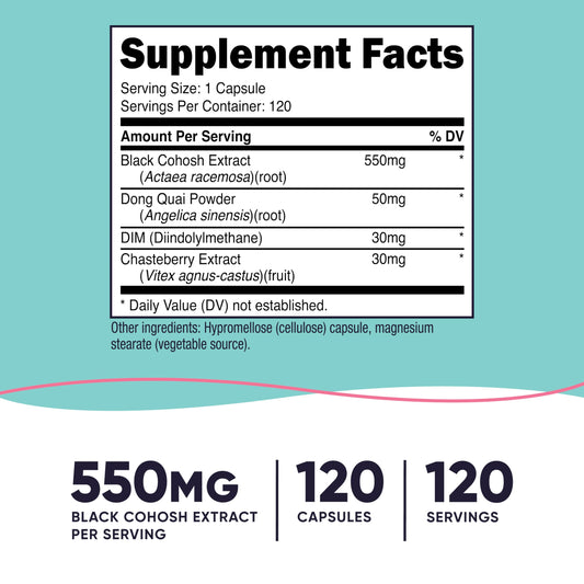 Back label with supplement facts and ingredients