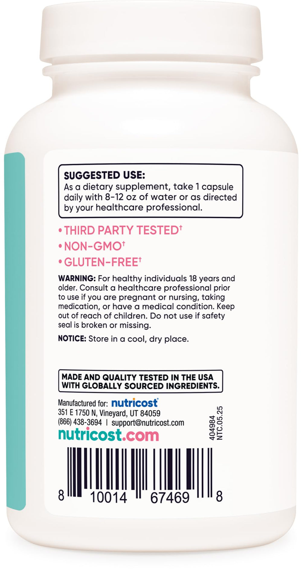 Dosage information and directions for Nutricost Black Cohosh 660mg