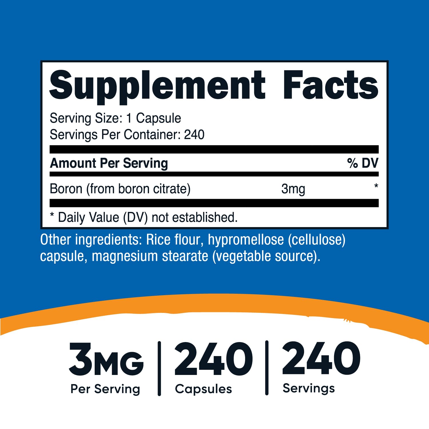 Close-up of Boron 3mg capsules