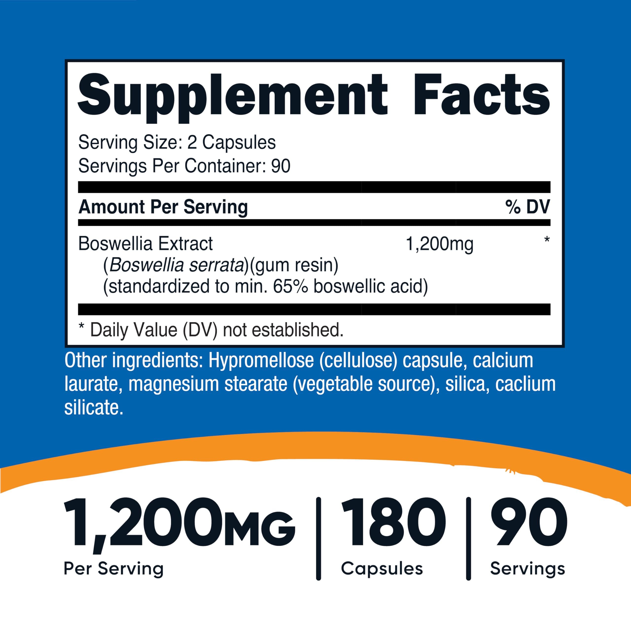 Side view of Nutricost Boswellia Extract Capsules bottle