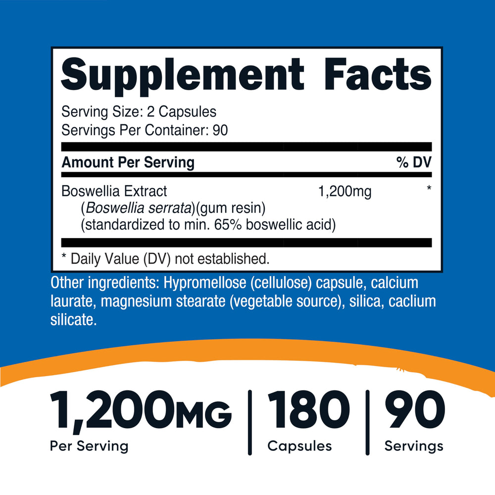 Side view of Nutricost Boswellia Extract Capsules bottle