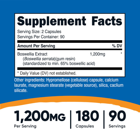 Side view of Nutricost Boswellia Extract Capsules bottle