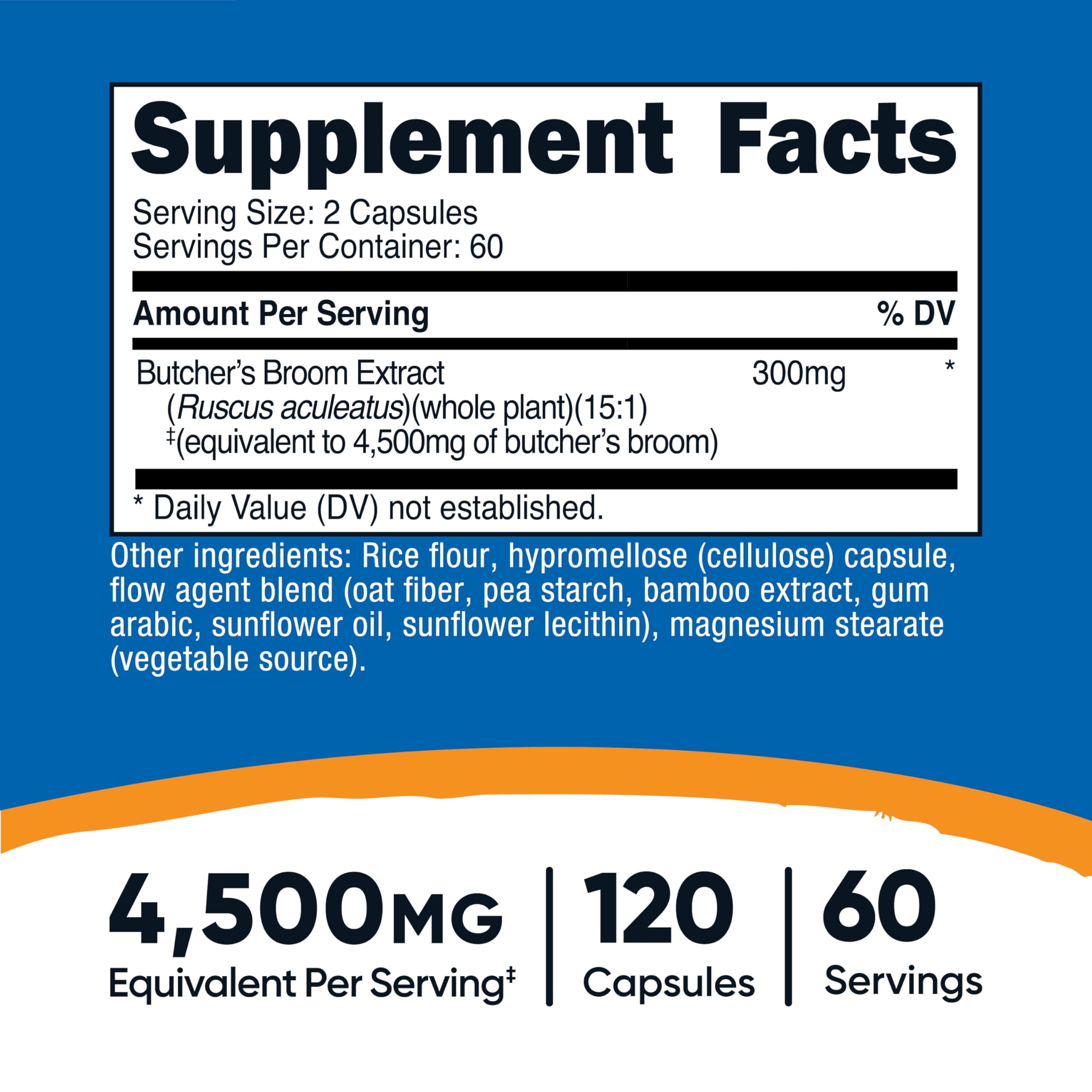Nutrition label showing 4500 mg equivalent per bottle