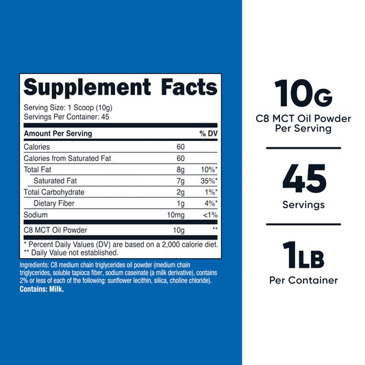Nutricost C8 MCT Oil Powder bottle label close-up