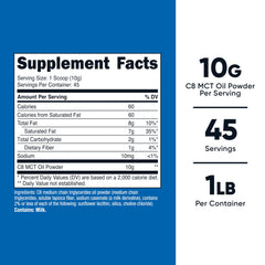 Nutricost C8 MCT Oil Powder bottle label close-up