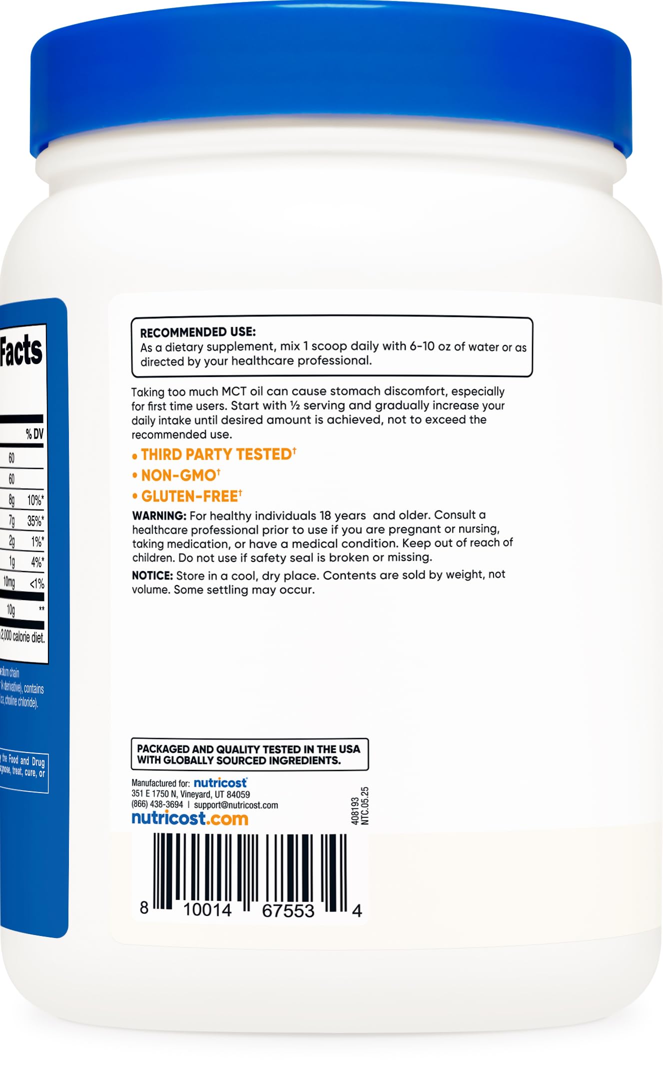 Serving scoop included with Nutricost C8 MCT Oil Powder