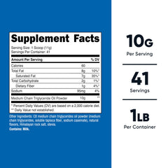 Nutricost C8 MCT Oil Powder Vanilla product label showing 95% C8