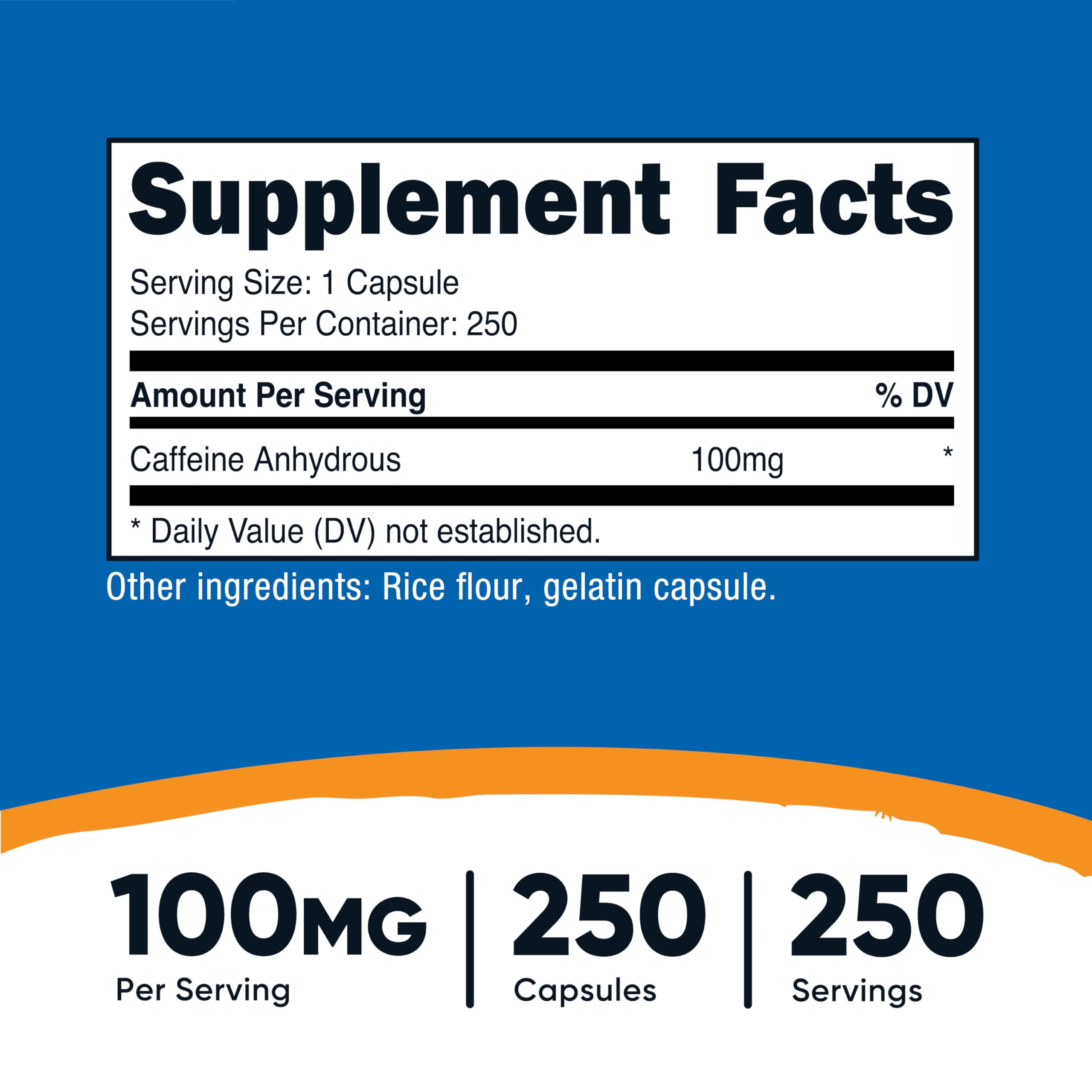 Close-up of Nutricost caffeine capsule