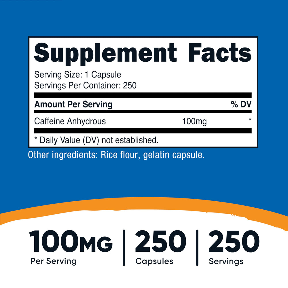 Close-up of Nutricost caffeine capsule